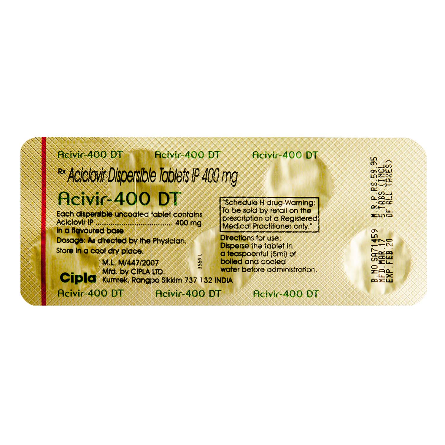 아시클로버 Acivir 400 DT