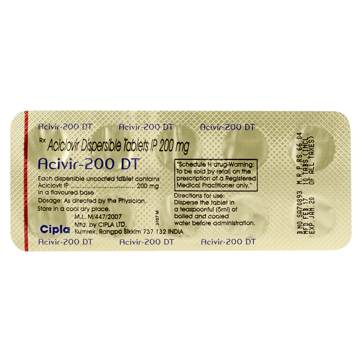 아시클로버 Acivir 200 DT