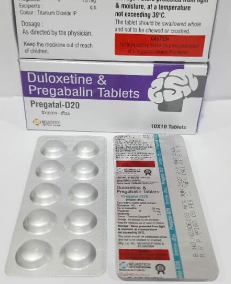 프레가탈 D20 ( 두록세틴 Duloxetine 20mg + 프레가발린 Pregabalin 75mg )